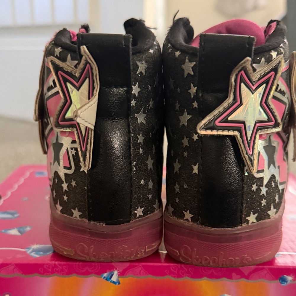 Skechers Twinkle Toes Kids Sneakers - Pink and Black - Picture 7 of 9